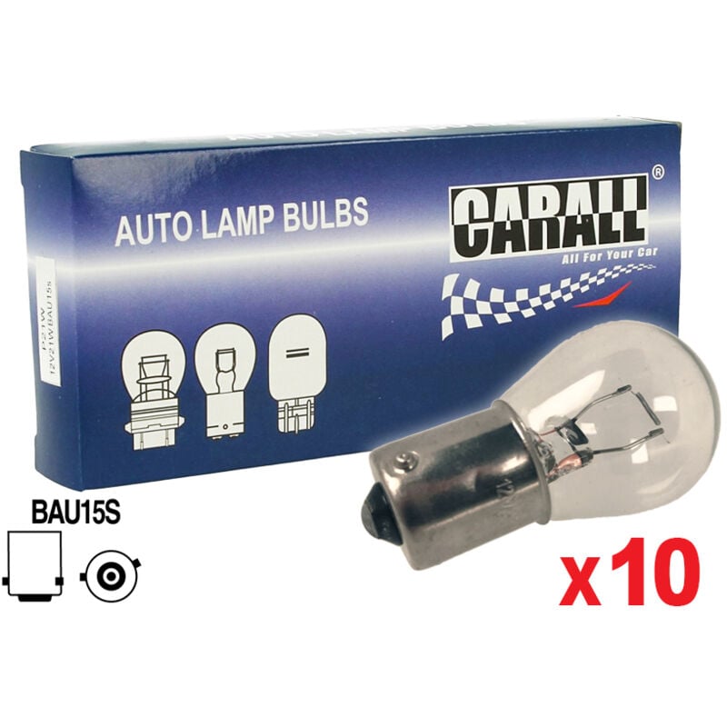 foto del prodotto 10x lampade alogene s25 py21w 12v bau15s trasparenti piedi storti auto