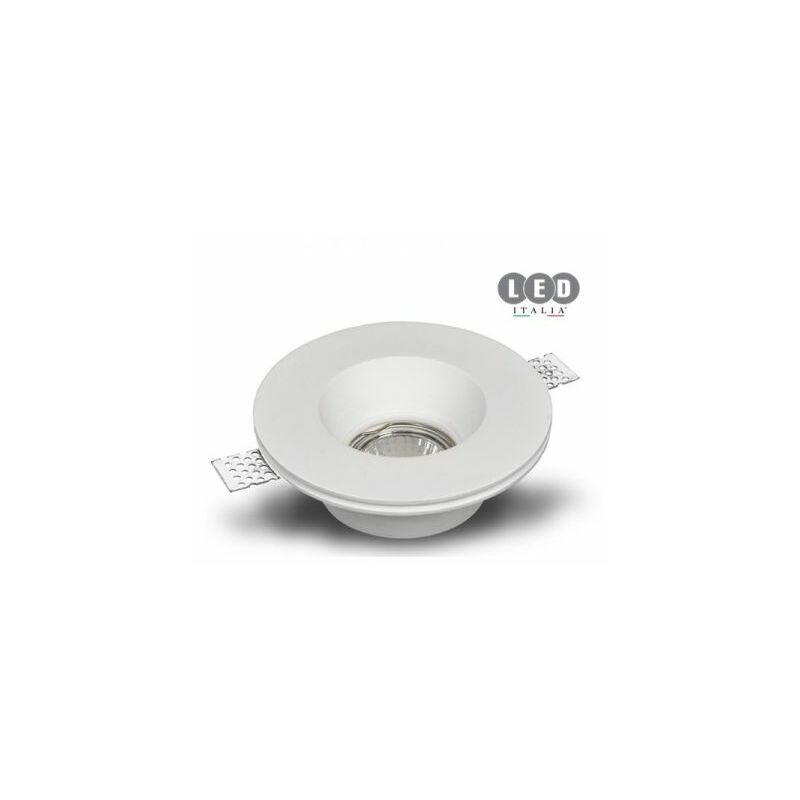 foto del prodotto 10x portafaretto gesso rotondo incasso 130mm gu10 con alette regolabili 48 t