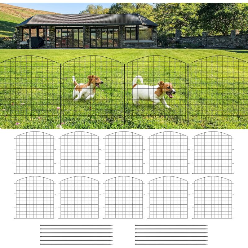 foto del prodotto 10x recinzione giardino rete di recinzione in ferro, 78x70 cm, nero woltu