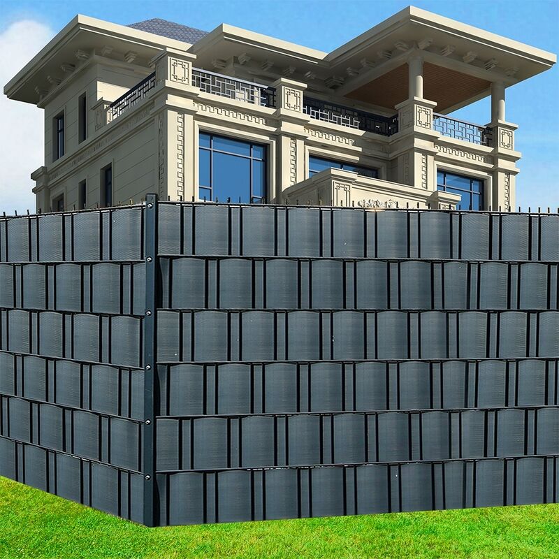 foto del prodotto 10x schermo di privacy in pvc doppia asta tappetini recinzione recinzione strisce recinzione recinzione foglio di strisce