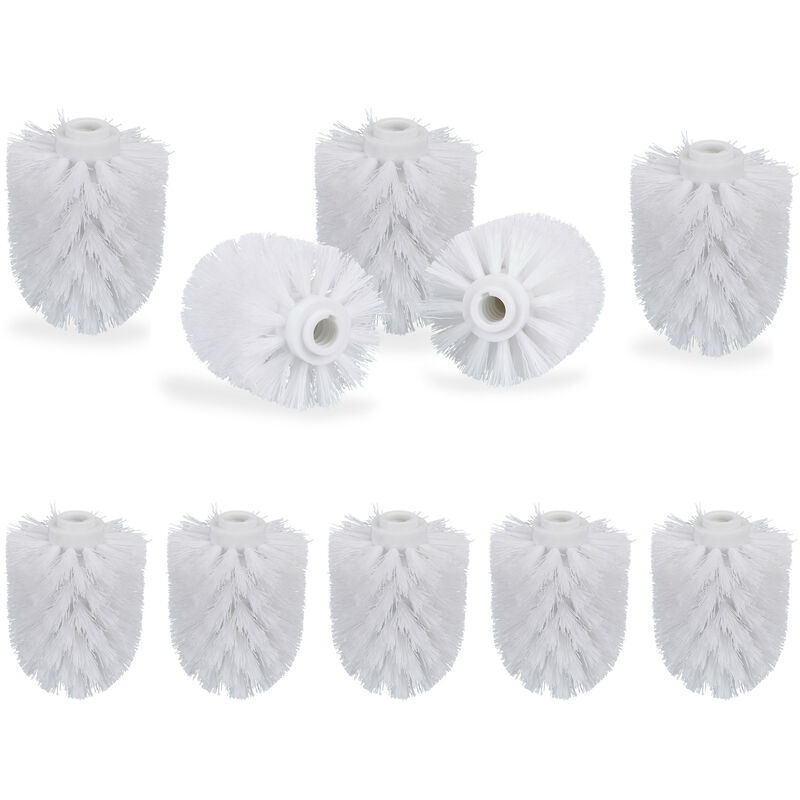 foto del prodotto 10x spazzole per scopino da bagno, ciuffo di ricambio spazzolone wc, filetto 9, 12mm diametro 7 cm, bianco