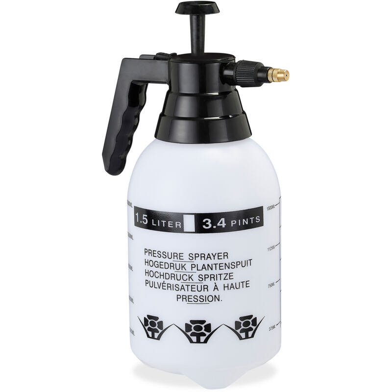 foto del prodotto 10x spruzzatore a pressione, nebulizzatore, valvola regolabile in ottone, manometro bottiglia pesticidi 1,5l, nero