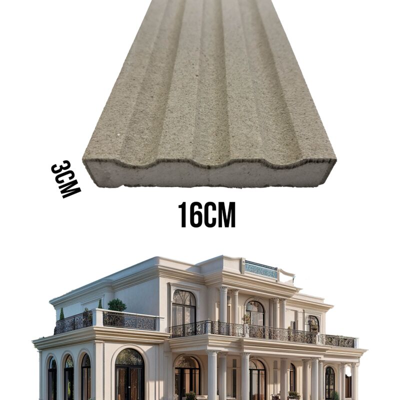 foto del prodotto 11,99ml stock pacco da 18ml di cornice decorativa in xps resinata per esterno 16x3x200cm an123