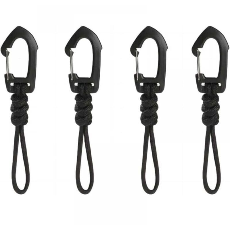foto del prodotto 110 30 3mm 4 pezzi portachiavi in paracord, portachiavi con moschettone in paracord intrecciato a mano, moschettone nero, adatto per alpinismo