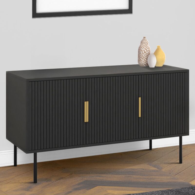 foto del prodotto 110 cm marcel credenza nera a 3 ante con effetto dogato