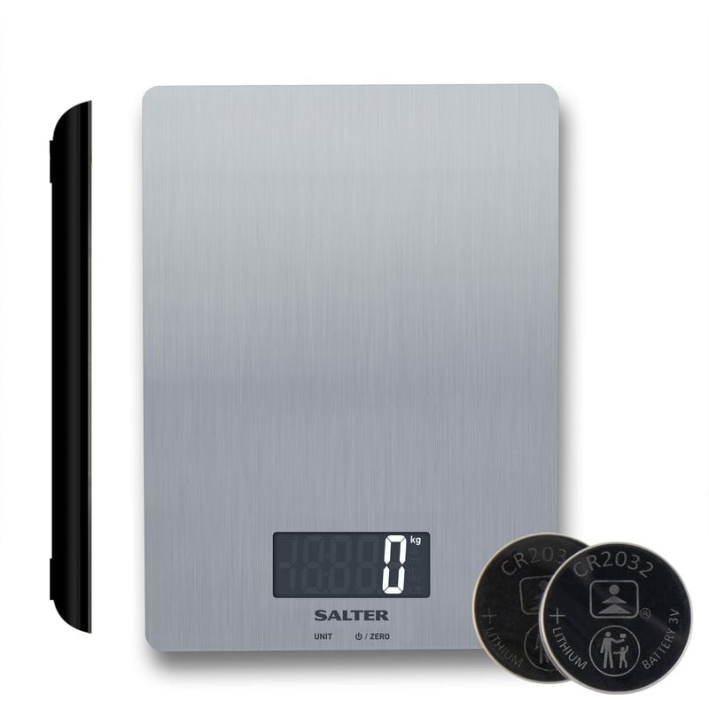 foto del prodotto 1103 ssdr bilance digitali da cucina di precisione in acciaio inox spazzolato, bilancia da cucina dal design sottile, display lcd, aggiungi e pesata