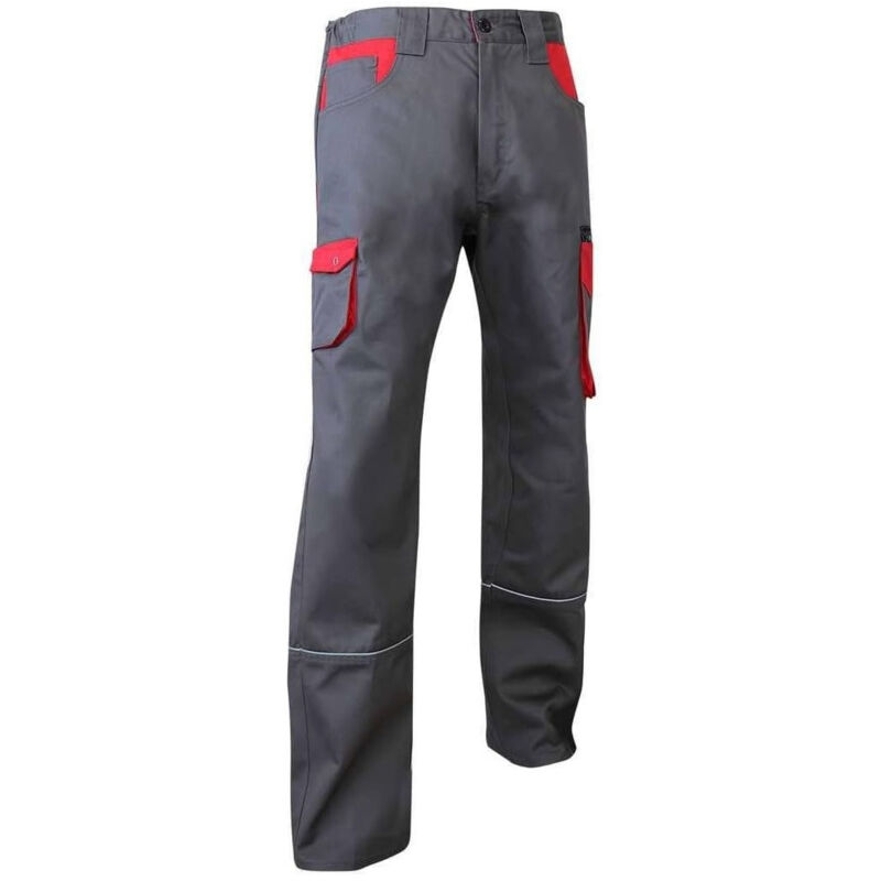 foto del prodotto 110821 lin pantaloni da lavoro taglia 52 grigio rosso multitasche lma