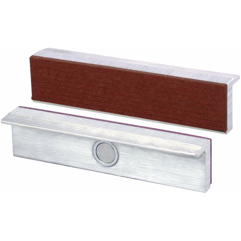 foto del prodotto 111140 ganasce di protezione per morsa rettangolare, parallela a piano, magneti speciali integrati, adatta per morsa da 140 mm materiale 