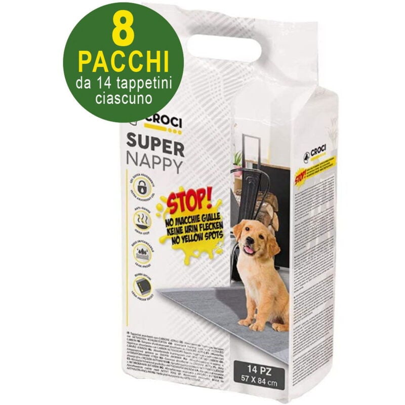 foto del prodotto 112 tappetini igienici per cani supernappy carbone attivo 84x57 cm - 8 pacchi da 14 pezzi cad.