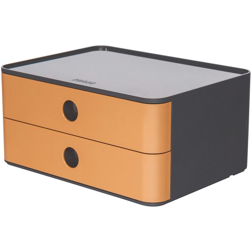 foto del prodotto 1120 83 smart box allison, cassettiera impilabile con 2 cassetti, colore caramel brown han