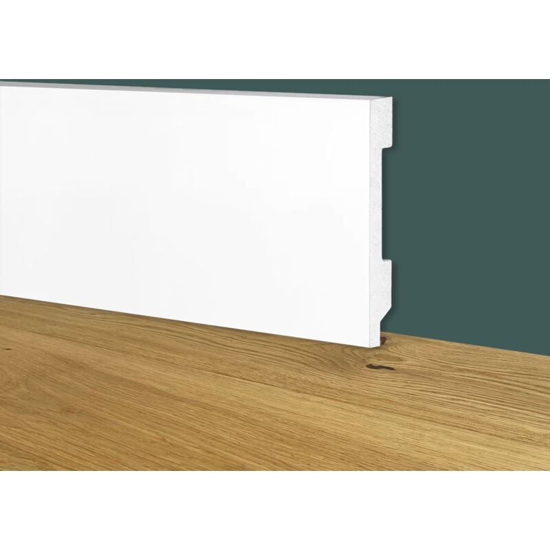 foto del prodotto 112ml bancale di battiscopa bianco squadrato passacavo 70x15x2000mm in polimeri polistrutturato
