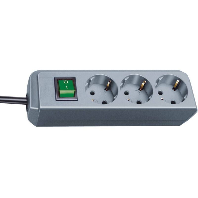 foto del prodotto 1152340015 multipresa con interruttore 3 scomparti argento schuko 1 pz. brennenstuhl