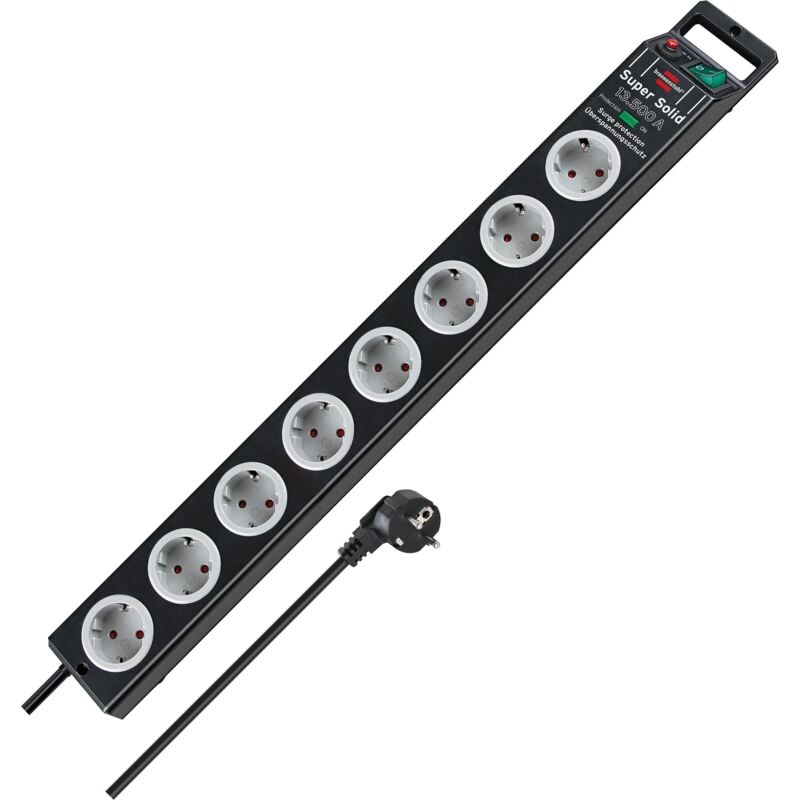 foto del prodotto 1153380318 - base m ltiple super-solid negra con protecci n contra sobretensi n 8 tomas - brennenstuhl