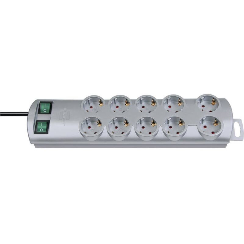foto del prodotto 1153390120 multipresa con interruttore 10 scomparti argento schuko 1 pz. brennenstuhl