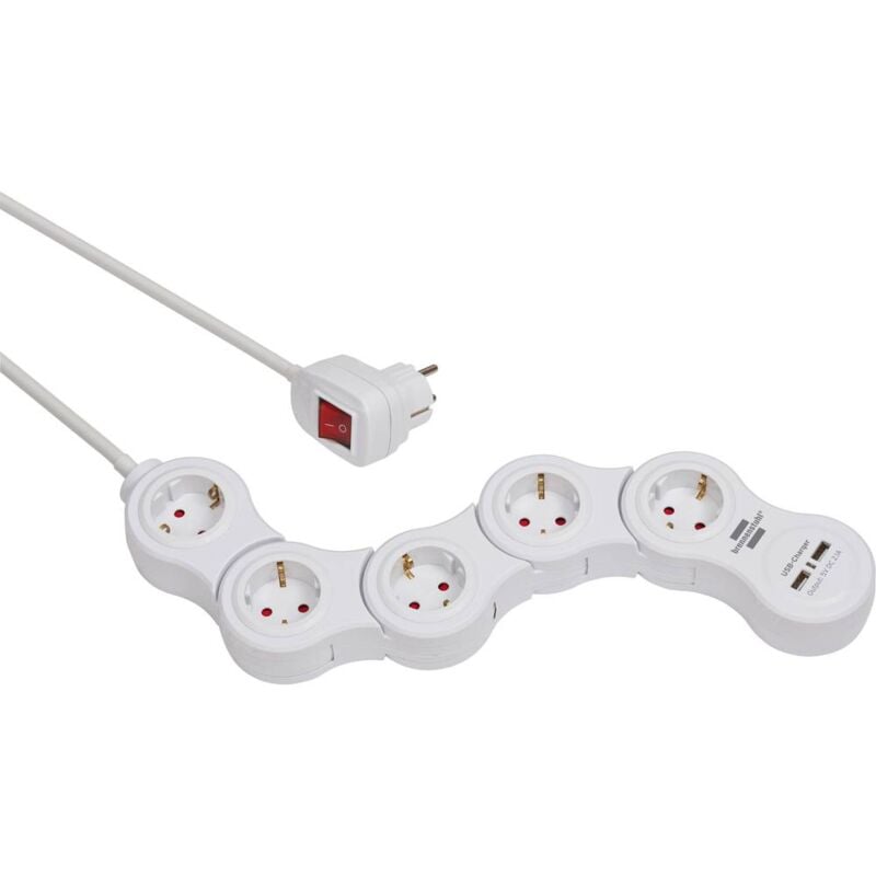 foto del prodotto 1155350210 multipresa con interruttore 5 scomparti bianco schuko 1 pz. brennenstuhl