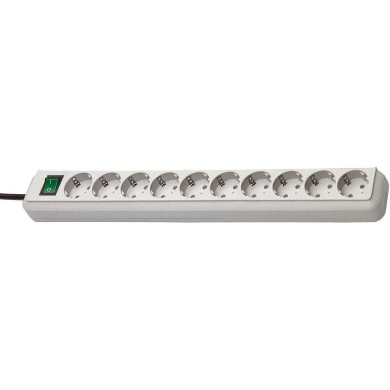foto del prodotto 1159350010 multipresa con interruttore 10 scomparti grigio luminescente schuko 1 pz. brennenstuhl