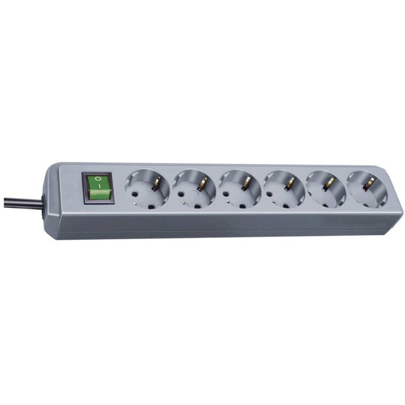 foto del prodotto 1159540015 multipresa con interruttore 6 scomparti argento schuko 1 pz. brennenstuhl