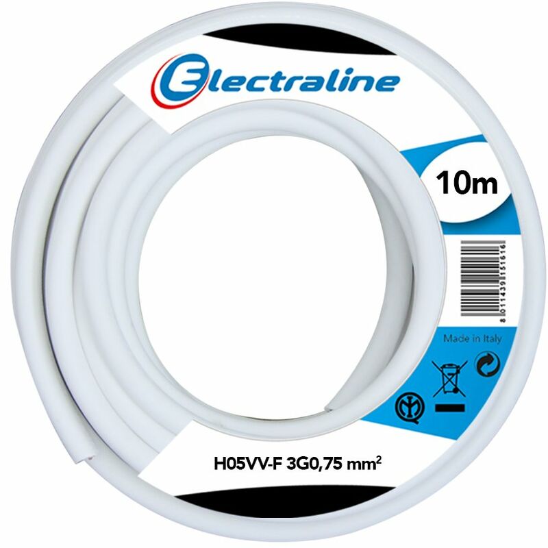 foto del prodotto 11661 cavo per prolunghe h05vv f, sezione 3g0.75 mm, 10 mt, bianco electraline