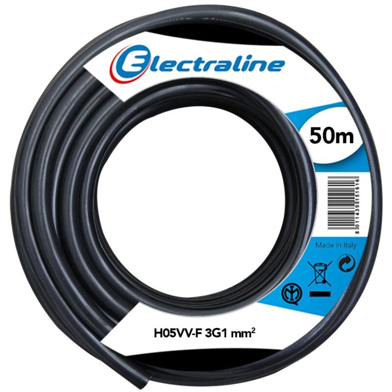 foto del prodotto 11703 cavo per prolunghe, sezione 3x1 mm, lunghezza 50 m, nero electraline