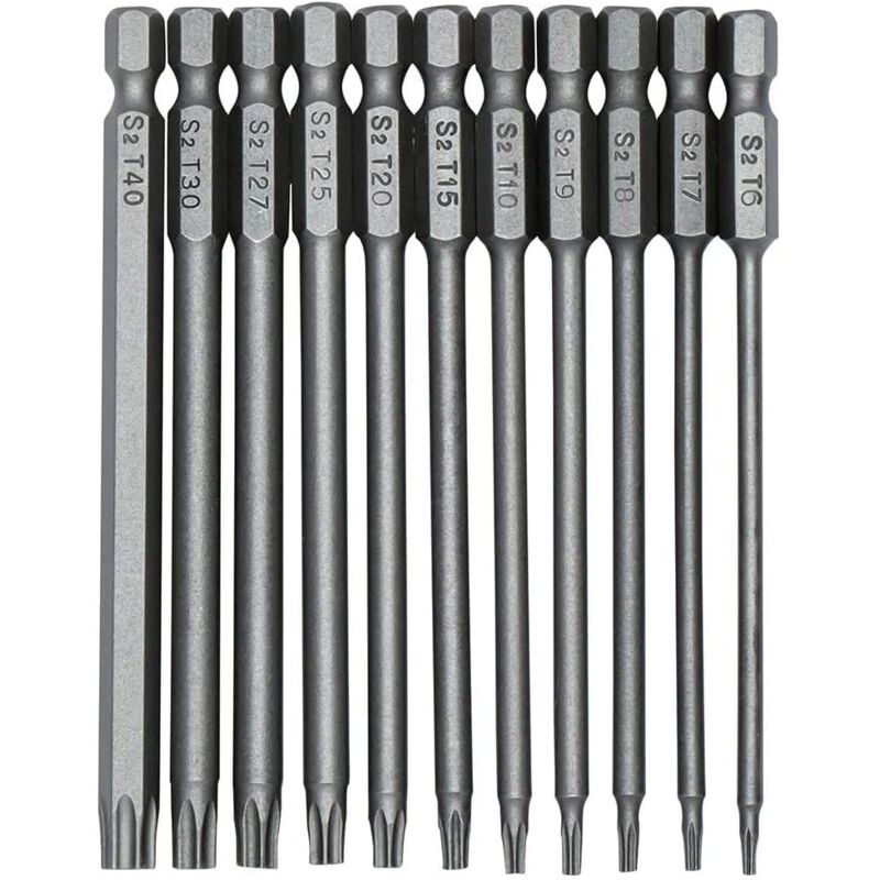 foto del prodotto 11pcs strumento torx bit sicurezza per cacciaviti 100mm punta magnetici cacciavite da 1 4 pollice esagonale gambo cacciavite t6 t40 per riparare