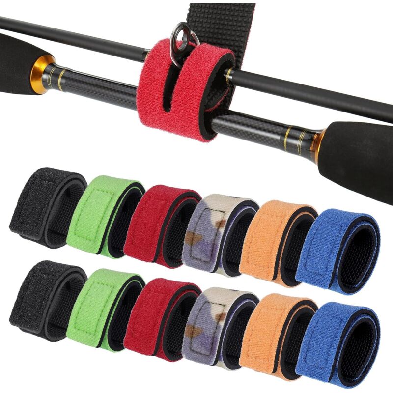 foto del prodotto 12 cinghie per canna da pesca, cinghie regolabili per canna da pesca, fascette stringicavo, accessori per canna da pesca, cinghia di sicurezza