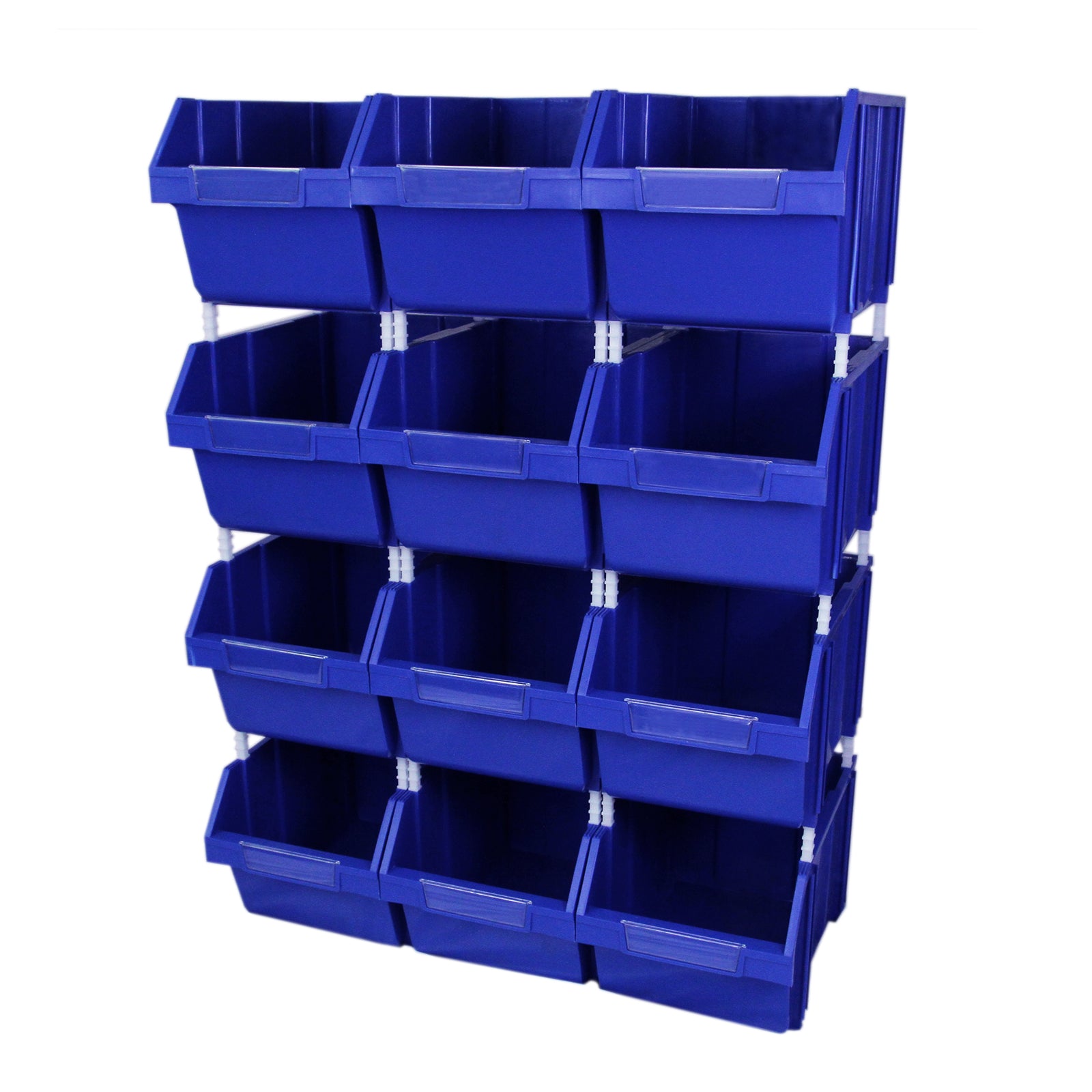 foto del prodotto 12 contenitori a bocca di lupo in plastica per magazzino, garage e officina