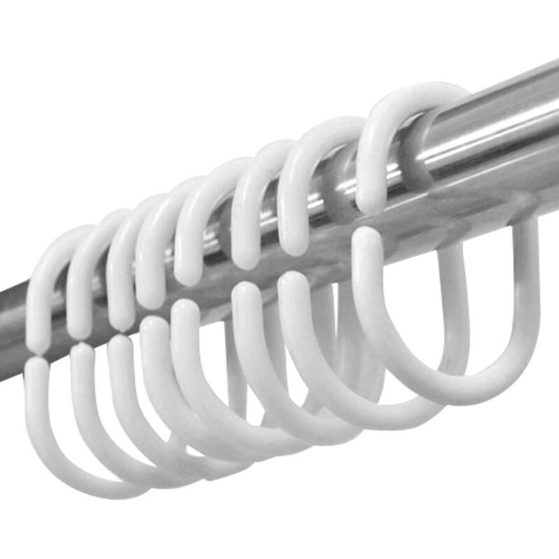 foto del prodotto 12 ganci per tende da doccia in plastica a forma di c per porte e tende. bebusingoto