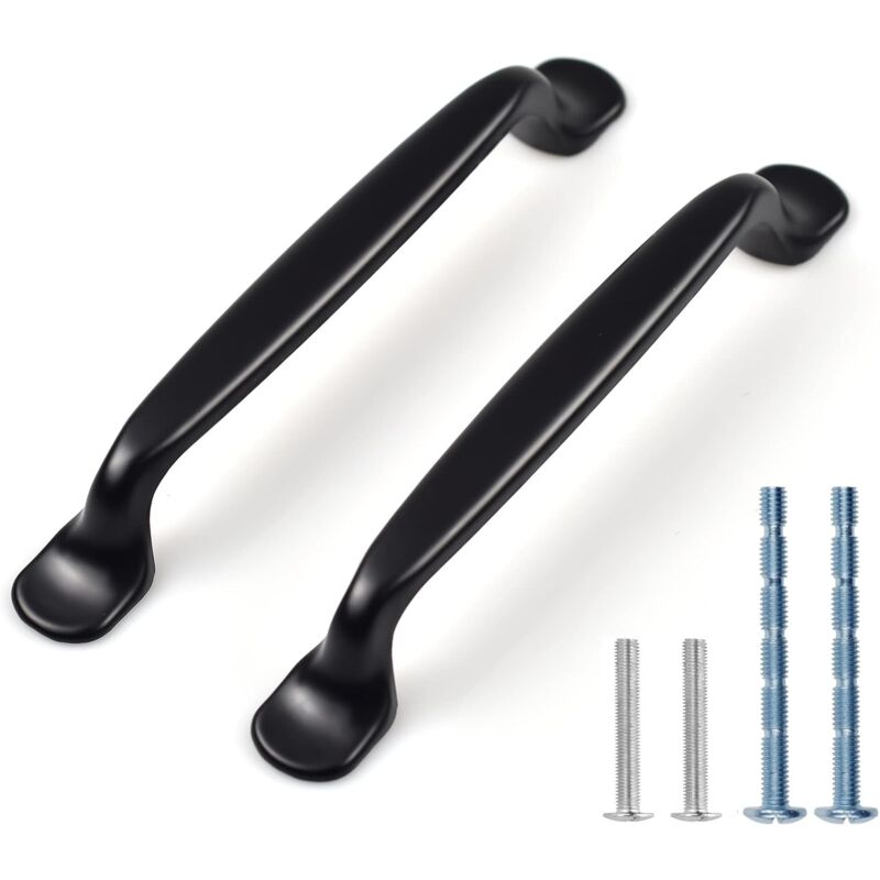 foto del prodotto 12 maniglie nere per cucina, mobili, armadi, cassetti con viti di 2 misure, perfette per mobili da bagno e camera da letto 96 mm 