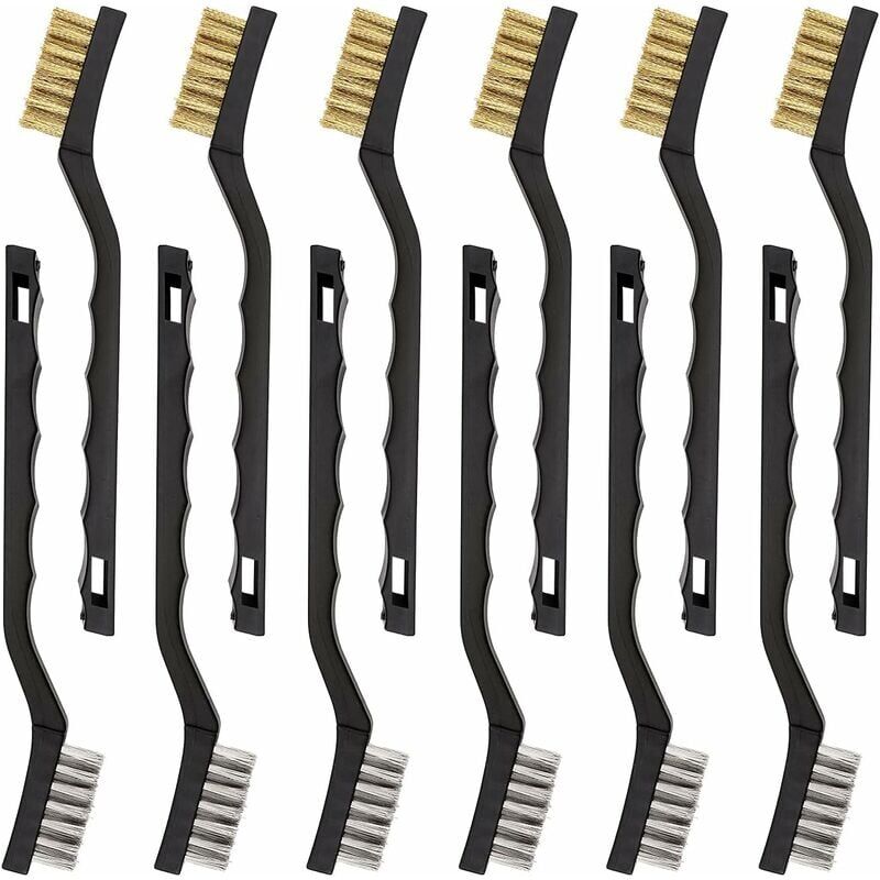 foto del prodotto 12 mini spazzole metalliche in acciaio inox e ottone