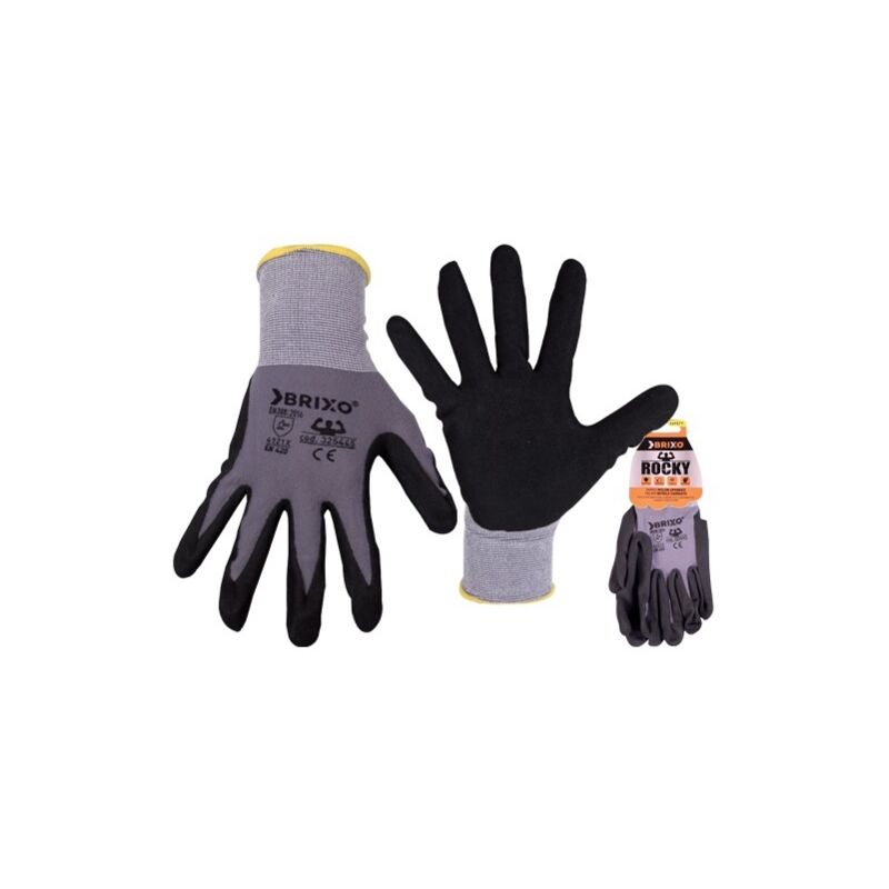 foto del prodotto 12 pa guanti brixo rocky nylon spandex nitrile antinfortunistica lavoro