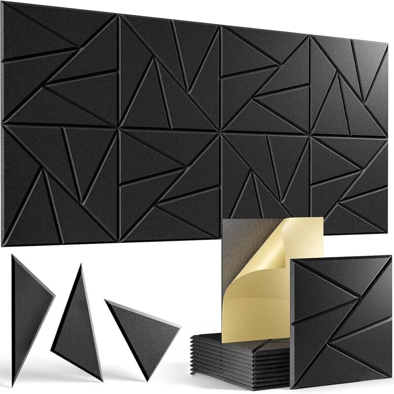foto del prodotto 12 pannelli acustici, pannelli acustici autoadesivi, schiuma acustica ad alta densit adatti per la decorazione di pareti soffitti porte in casa e