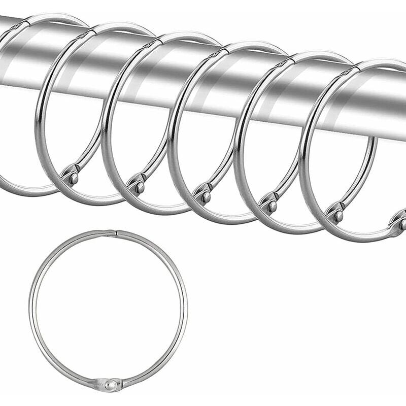 foto del prodotto 12 pezzi anelli per tenda da doccia argento, ganci per tenda da doccia resistenti alla ruggine, ganci rotondi in metallo per bagno, guardaroba,