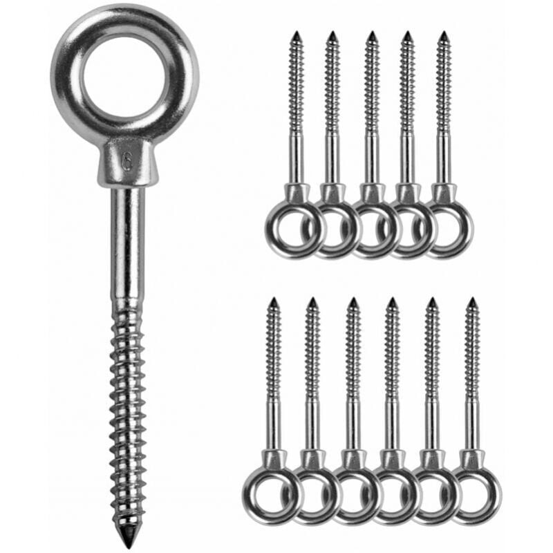 foto del prodotto 12 pezzi bulloni ad occhiello vite ad occhiello m6 x 60mm anelli di sollevamento m6 vite ad occhiello 316 ganci a vite in acciaio inossidabile vite