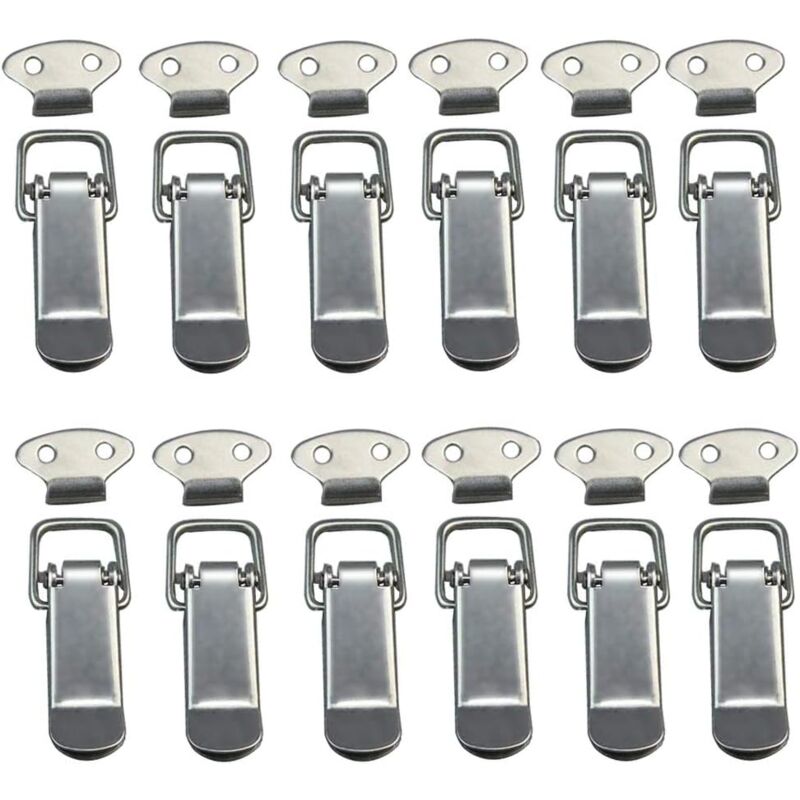 foto del prodotto 12 pezzi chiusura a molla a levetta con gancio chiusura a molla in acciaio inossidabile per armadio, scatola, cassetto, credenza