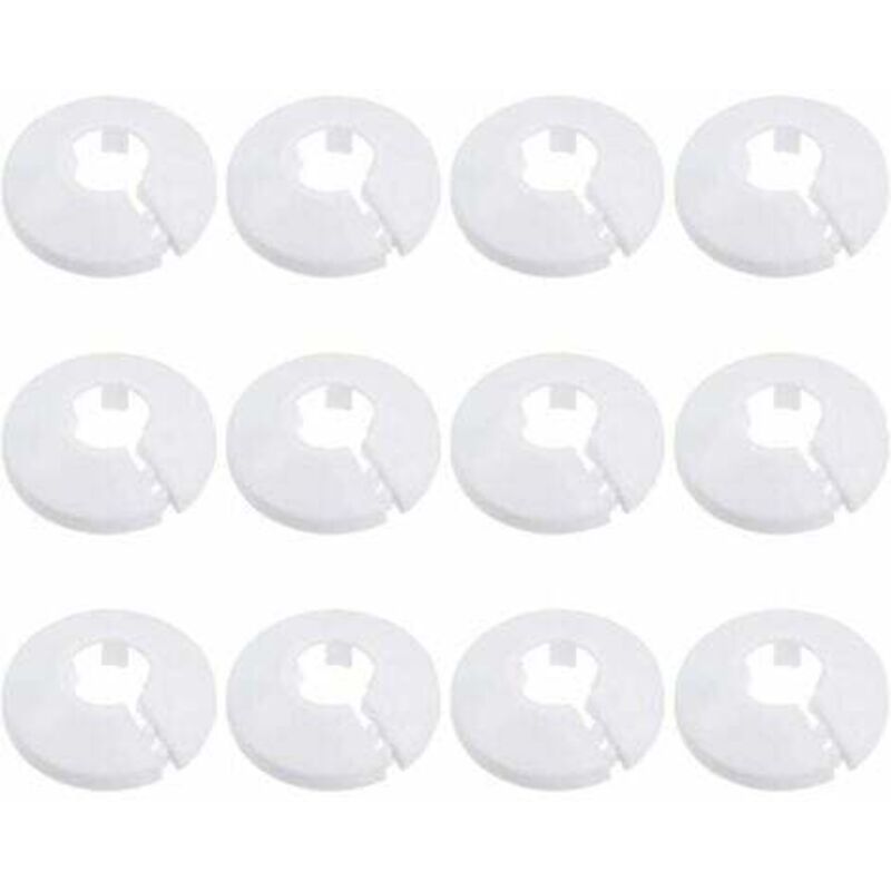 foto del prodotto 12 pezzi copritubo, copritubo idraulico copritubo per radiatore, manicotto per radiatore per tubo bianco rosone rotondo diametro 15 mm bianco 