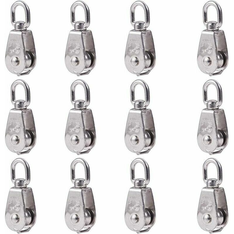 foto del prodotto 12 pezzi di puleggia in acciaio inossidabile 304 m15 con cavo metallico
