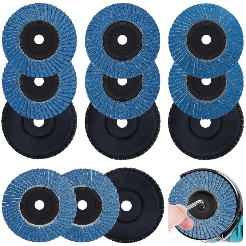 foto del prodotto 12 pezzi disco lamellare, disco lamellare da 75 mm, disco lamellare grana 40 60 80 120, disco lamellare per smerigliatrice per rimuovere sbavature,