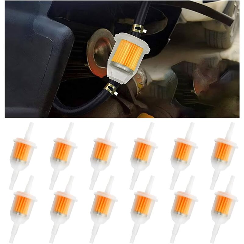 foto del prodotto 12 pezzi filtro carburante per moto, filtro carburante per motore in linea, filtro carburante universale per moto con magneti, per moto, scooter,