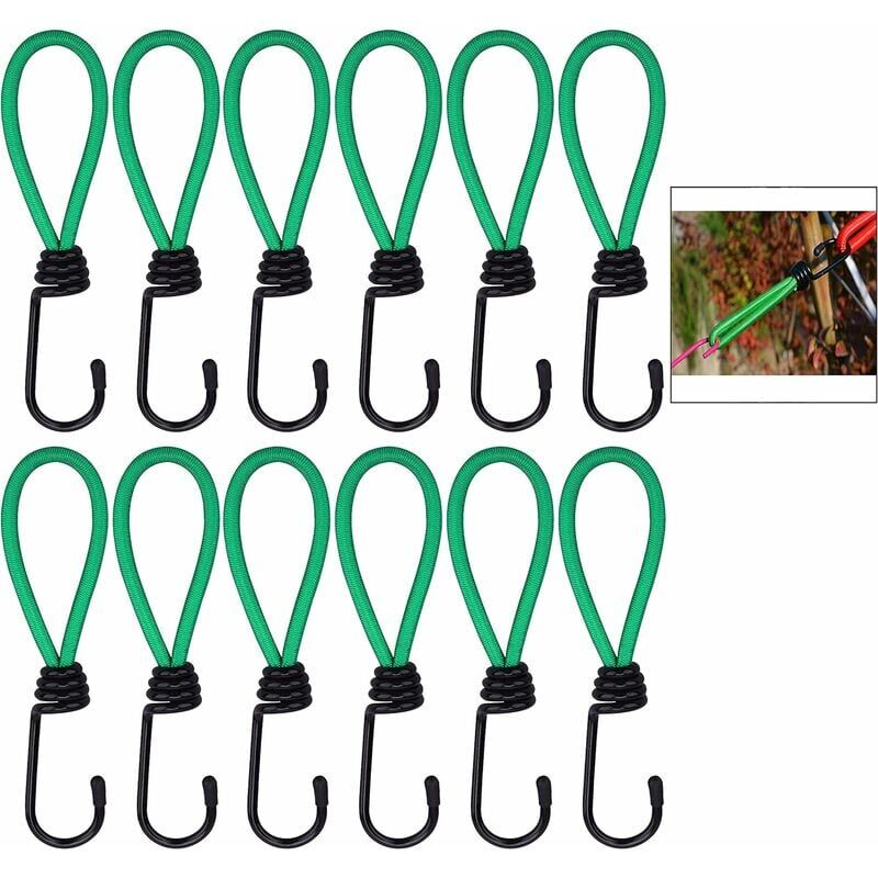 foto del prodotto 12 pezzi ganci elastici, ganci elastici per teloni, corde elastiche da campeggio con ganci, cinghia elastica per teloni