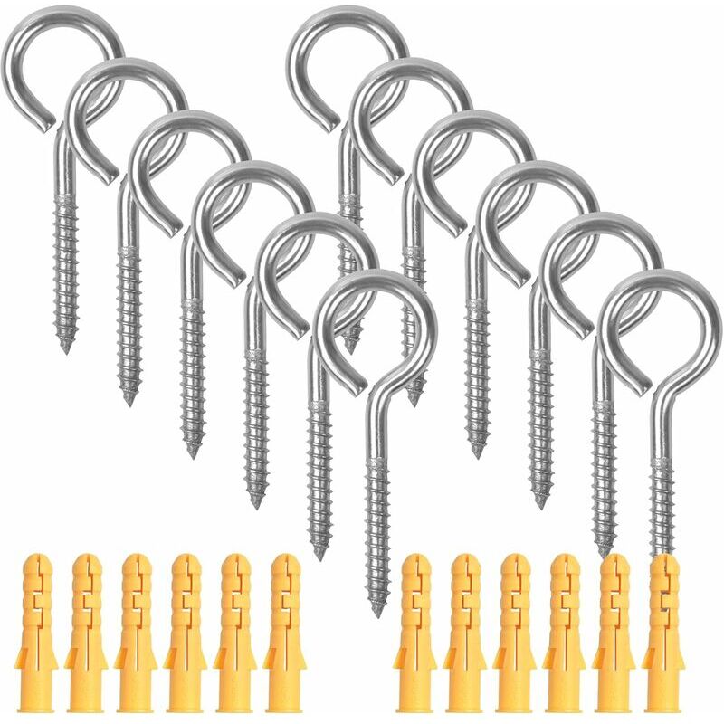 foto del prodotto 12 pezzi m6 80mm ganci ad occhiello viti con tubi di espansione, ganci ad occhiello in acciaio inossidabile, occhielli a vite con bullone ad