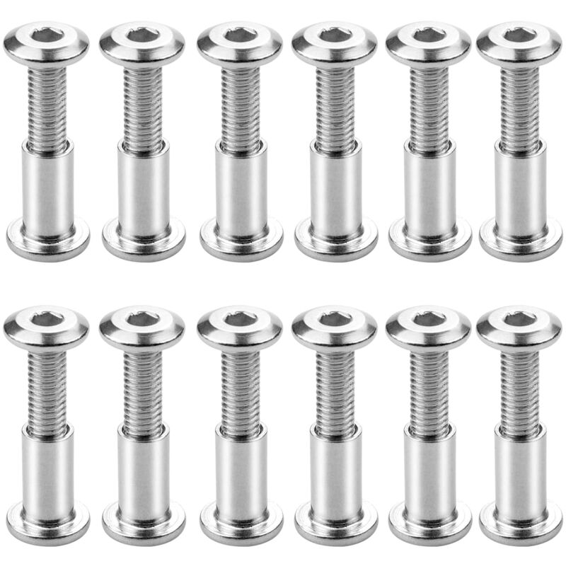 immagine 0 del prodotto 12 pezzi m6 x 20 mm viti di collegamento con bullone bulloni di fissaggio a testa esagonale bullone di collegamento a testa piatta con dado a