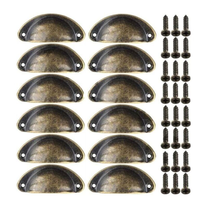 foto del prodotto 12 pezzi maniglie per mobili vintage pomelli per cassetti in metallo per armadietti armadio cassettiera cassetti della cucina ottone antico bronzo