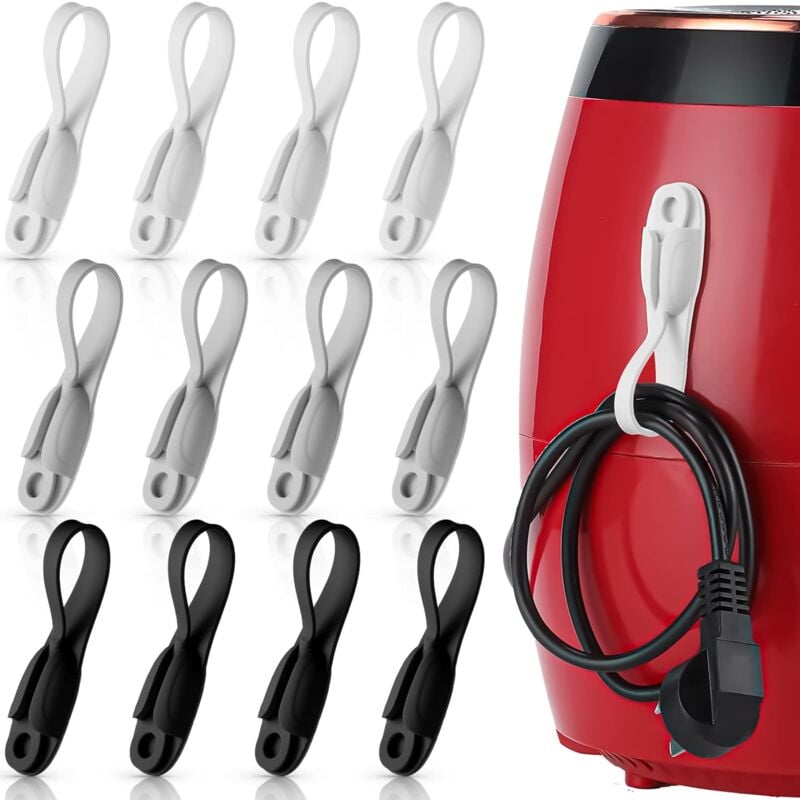 foto del prodotto 12 pezzi organizzatori per cavi per elettrodomestici organizzatore per cavi adesivo in silicone per friggitrice ad aria tostapane accessori per la