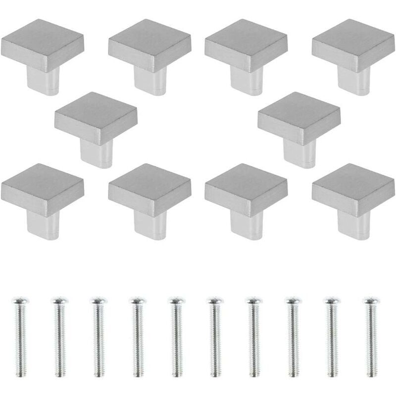 foto del prodotto 12 pezzi pomelli per mobili, pomello per armadio acciaio inox, piazza maniglie con vite per cassetti credenze comodino - argento