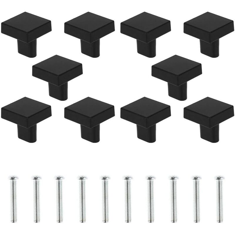 foto del prodotto 12 pezzi pomelli per mobili, pomello per armadio acciaio inox, piazza maniglie con vite per cassetti credenze comodino nero