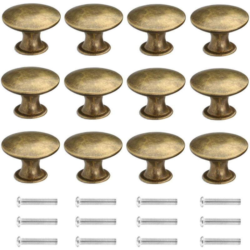 foto del prodotto 12 pezzi pomelli per mobili, rotonde maniglie per porte da 30 mm, pomolo per mobile in alluminio per cassetti armadi da cucina ottone