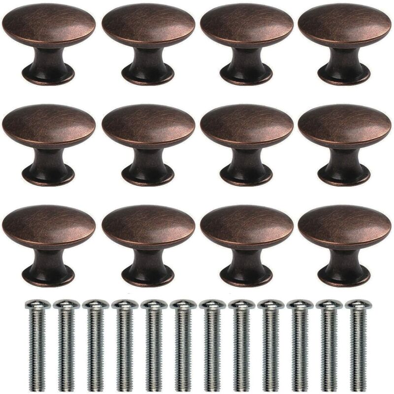 foto del prodotto 12 pezzi pomelli per mobili, rotonde maniglie per porte da 30 mm, pomolo per mobile in alluminio per cassetti armadi da cucina - rosso