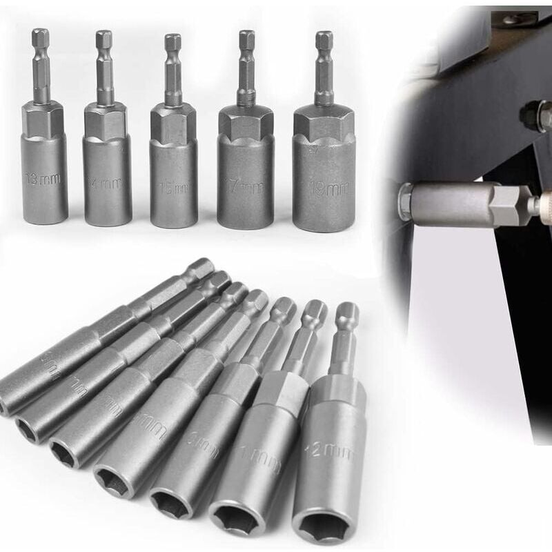 foto del prodotto 12 pezzi presa per cacciavite magnetico 6 19 mm adattatore esagonale magnetico per cacciavite elettrico, chiave a bussola in lega di acciaio al cromo
