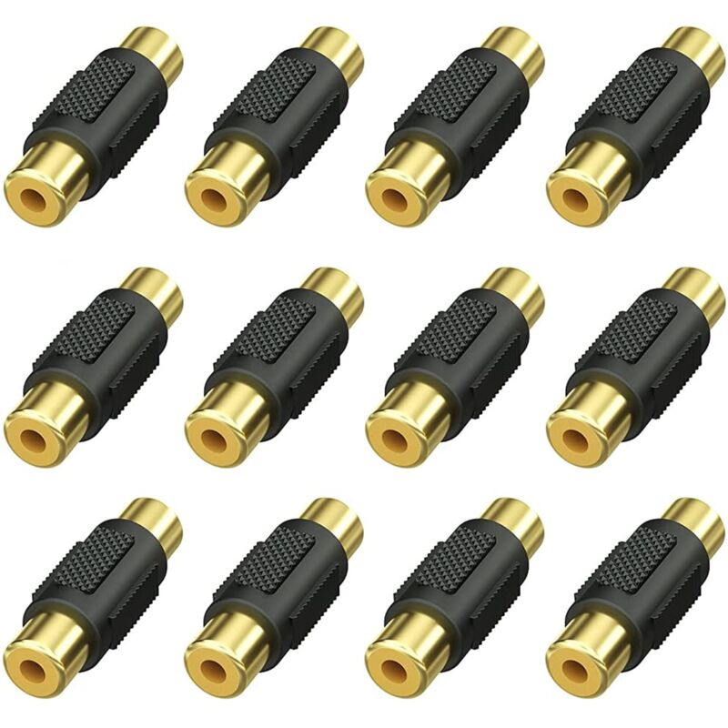 foto del prodotto 12 pezzi rca femmina accoppiatore, rca femmina a rca femmina adattatore connettore per altoparlante, cavo rca, phono, amplificatore