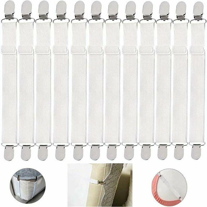 foto del prodotto 12 pezzi supporto elastico per lenzuolo, supporto per lenzuolo, clip elastica per materasso, supporto elastico per lenzuolo con angoli, clip